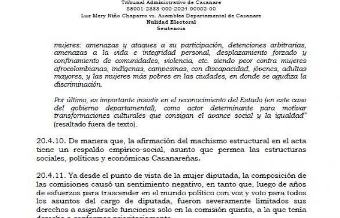 Le tribunal ordonne à l’Assemblée de Casanare de réélire certaines commissions pour cause de discrimination sexuelle