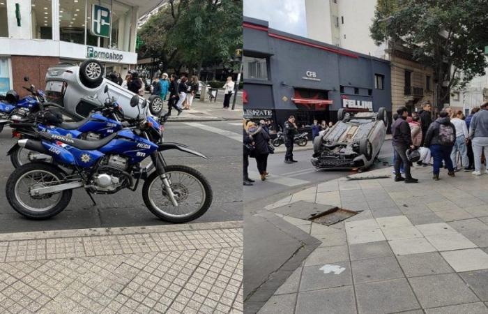 Une voiture a heurté un arbre et s’est renversée dans le centre de Rosario : une famille voyageait ; il n’y a eu aucun blessé