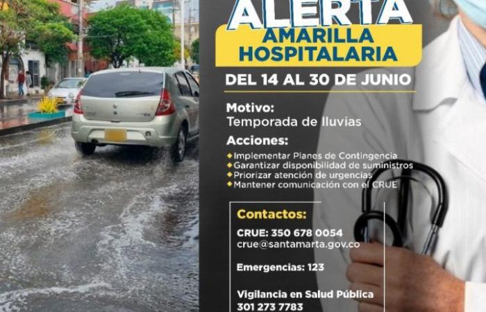 Alerte jaune à l’hôpital de Santa Marta en raison de la saison des pluies