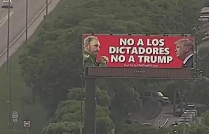 Un panneau d’affichage controversé comparant Trump à Castro suscite des réactions mitigées à Miami – Telemundo Miami (51)