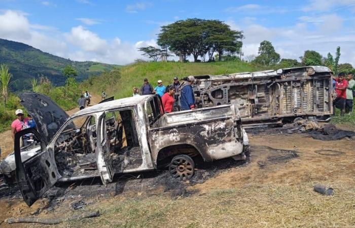 Émeute contre l’armée à Cauca : la communauté a incinéré deux véhicules