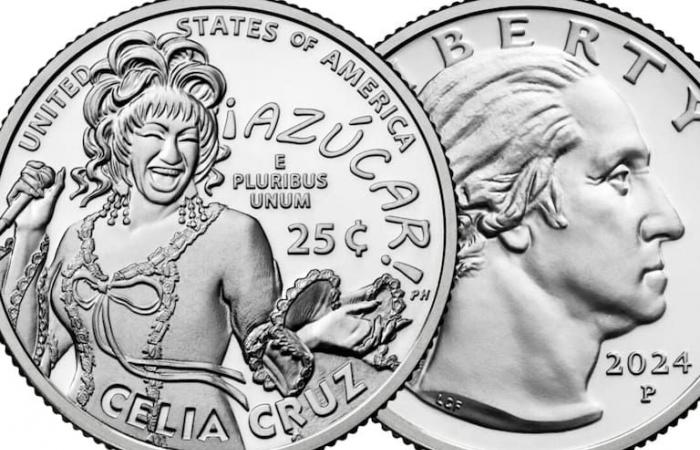 Il s’agit de la pièce de 25 cents représentant le visage de Celia Cruz qui circulera aux États-Unis à partir du mois d’août.