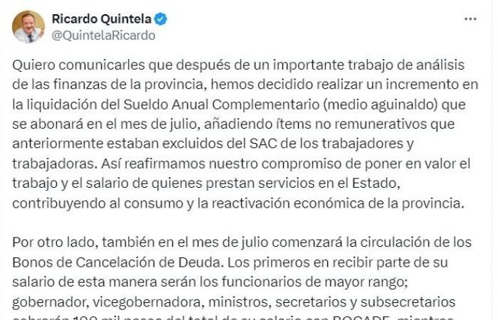 Ricardo Quintela a confirmé que La Rioja commencerait à payer les salaires avec la quasi-monnaie locale approuvée en janvier POLITIQUE El Intransigente