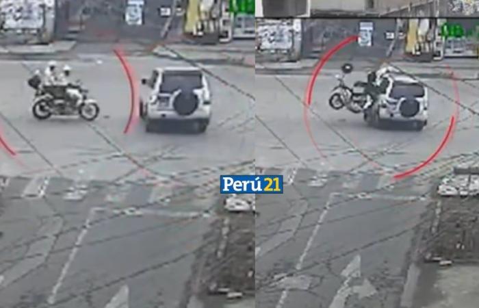 Des images terribles ! Un policier se retrouve sur le toit d’une voiture après un accident spectaculaire | VIDÉO | San Juan de Miraflores | accident de la route | SJM | Blessé | | CITRON VERT
