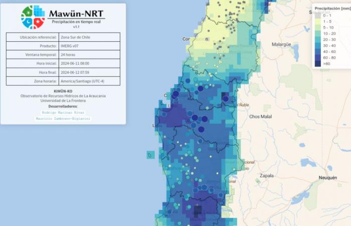 La nouvelle plateforme Mawün-NRT permet de surveiller les pluies au Chili en temps quasi réel