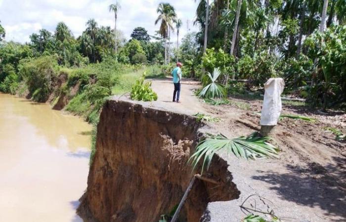 L’érosion a emporté la route qui relie Callejas à la zone urbaine de Tierralta, Cordoue
