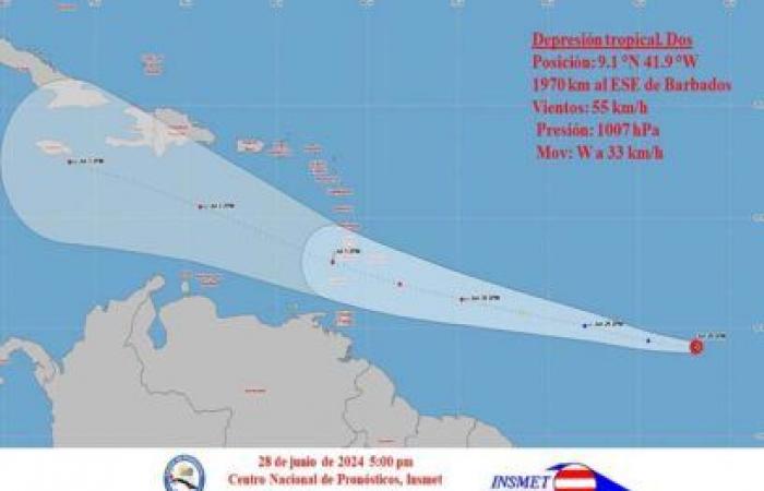 Dépression tropicale deux formes dans l’Atlantique central • Travailleurs